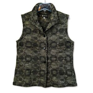Arlene Wohl Handwoven Gorpcore Designs Rare Art-to-Wear Olive Vest Top Size M